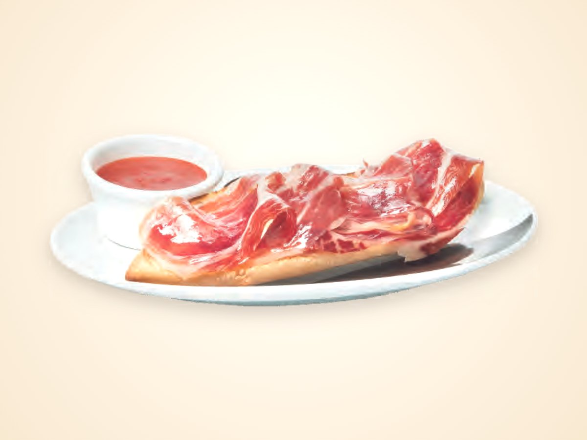 Tostada de pan con jamón